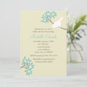 Elegant Birds Baby Shower Einladung (Stehend Vorderseite)