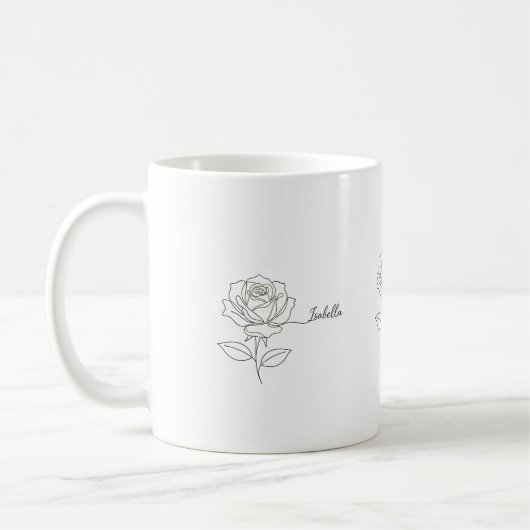 Elegant Birth Flower Coffee Mug - Personalized Nam Kaffeetasse (Links)