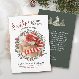 Elegant Birth Stats Holiday Photo Baby Shower Dankeskarte