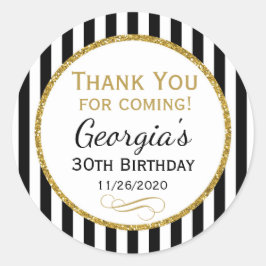 Elegant Birthday Black Gold Vielen Dank für Ihre U Runder Aufkleber