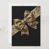 Elegant Birthday Black Gold Wild Zebra Stripe Bow Einladung (Rückseite)