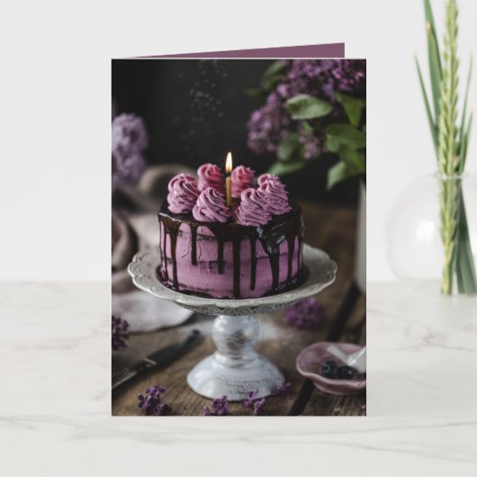 Elegant Birthday Cake Karte (Vorderseite)