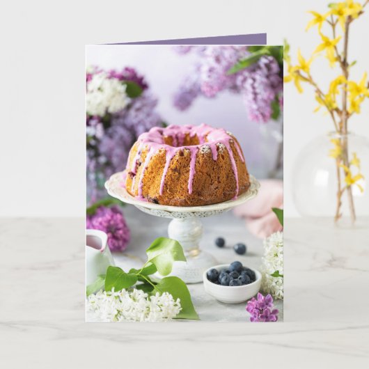 Elegant Birthday Cake Karte (Gelbe Blume)