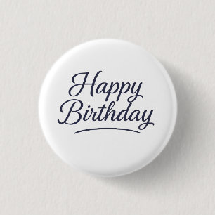 Elegant Birthday Calligraphy Design Button