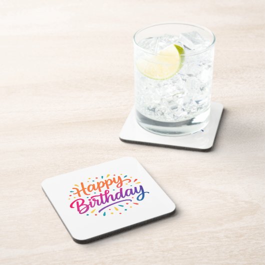 Elegant Birthday Calligraphy Design Getränkeuntersetzer (Rechte Seite)