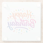 Elegant Birthday Calligraphy Design Glasuntersetzer (Rückseite)