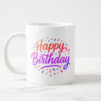 Elegant Birthday Calligraphy Design Jumbo-Tasse