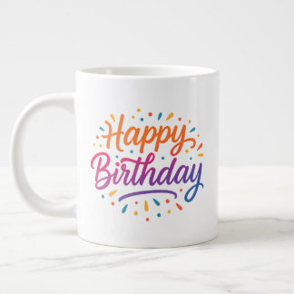 Elegant Birthday Calligraphy Design Jumbo-Tasse