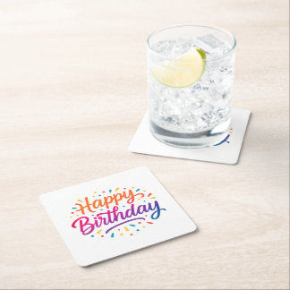 Elegant Birthday Calligraphy Design Rechteckiger Pappuntersetzer