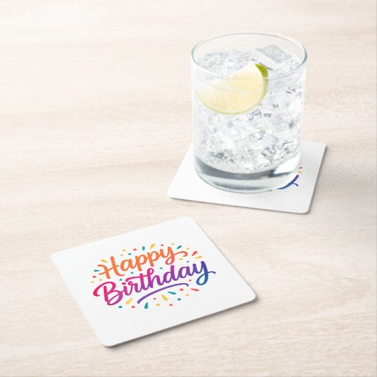 Elegant Birthday Calligraphy Design Rechteckiger Pappuntersetzer (Vor Ort)