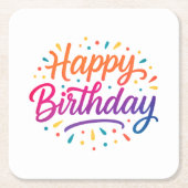 Elegant Birthday Calligraphy Design Rechteckiger Pappuntersetzer (Vorderseite)