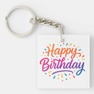 Elegant Birthday Calligraphy Design Schlüsselanhänger