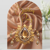 Elegant Birthday Caramel Gold Jewel Diamonds Einladung