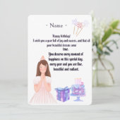 Elegant Birthday Card for Her – Personalized Greet Dankeskarte (Stehend Vorderseite)