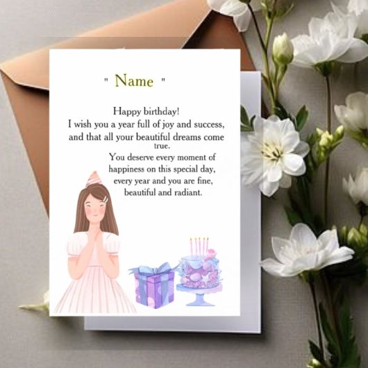 Elegant Birthday Card for Her – Personalized Greet Magneteinladung
