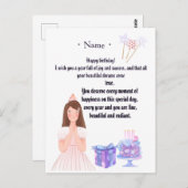 Elegant Birthday Card for Her – Personalized Greet Postkarte (Vorne/Hinten)