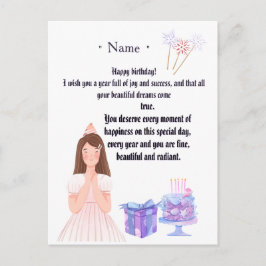 Elegant Birthday Card for Her – Personalized Greet Postkarte
