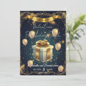 Elegant Birthday Geschenk | Elegant Gold & Navy Einladung (Stehend Vorderseite)