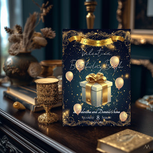 Elegant Birthday Geschenk   Elegant Gold & Navy Einladung