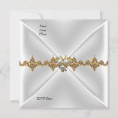 Elegant Birthday Gold Jewel White Silk Einladung (Rückseite)