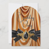 Elegant Birthday Gold Silk Jewel Black Einladung (Vorderseite)