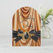 Elegant Birthday Gold Silk Jewel Black Einladung (Stehend Vorderseite)