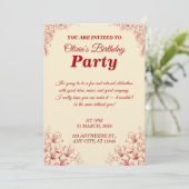 Elegant Birthday Invitation Card – Custom Floral D Einladung (Stehend Vorderseite)