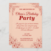 Elegant Birthday Invitation Card – Floral Design Einladung (Vorne/Hinten)