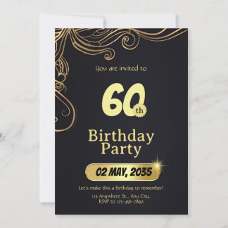 Elegant birthday invitation template 60th birthday einladung