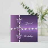 Elegant Birthday Invite Lilac Lila Butterfly Einladung (Stehend Vorderseite)