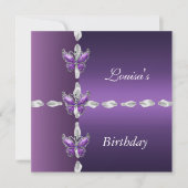 Elegant Birthday Invite Lilac Lila Butterfly Einladung (Vorderseite)