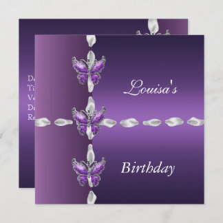 Elegant Birthday Invite Lilac Lila Butterfly Einladung