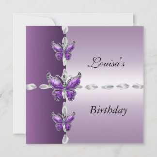 Elegant Birthday Invite Lilac Lila Butterfly Einladung