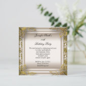 Elegant Birthday Party Beige Cream Damask Einladung (Stehend Vorderseite)