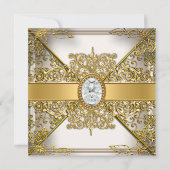 Elegant Birthday Party Beige Cream Damask Einladung (Rückseite)