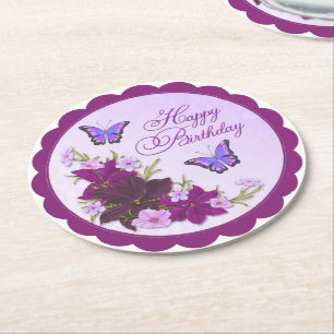 Elegant Birthday Party Butterfly Paper Untersetzer