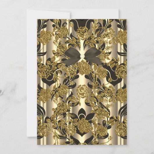 Elegant Birthday Party Gold Sepia Black Damask Einladung (Rückseite)