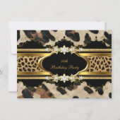 Elegant Birthday Party Leopard Gold Animal Einladung (Vorderseite)