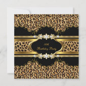 Elegant Birthday Party Leopard Gold Cheetah Einladung (Vorderseite)