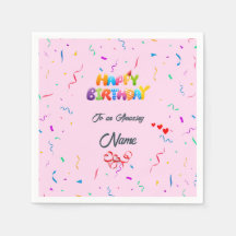 Elegant Birthday Party Napkins - Custom Designs