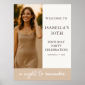 Elegant Birthday Party Photo Welcome Poster (Vorne)