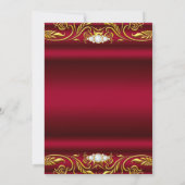 Elegant Birthday Party Red Burgundy Gold Jewels Einladung (Rückseite)