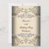 Elegant Birthday Party Sepia Coffee Gold Einladung (Vorderseite)