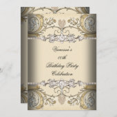 Elegant Birthday Party Sepia Coffee Gold Einladung (Vorne/Hinten)