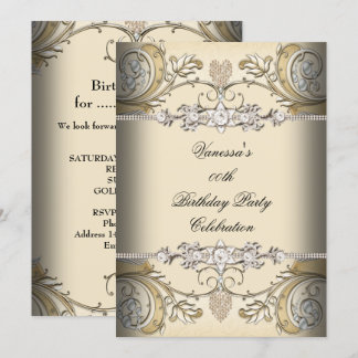 Elegant Birthday Party Sepia Coffee Gold Einladung