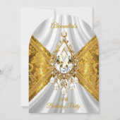 Elegant Birthday Party White Gold Diamond Einladung (Vorderseite)