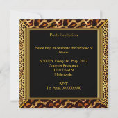 Elegant Birthday Party Wild Leopard Animal Gold Einladung (Rückseite)