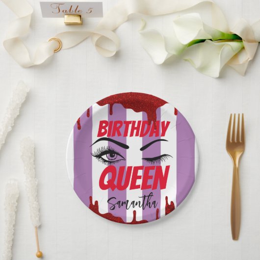 Elegant Birthday Queen 18. | 21. | 40. | 50. Pappteller (Hochzeit)