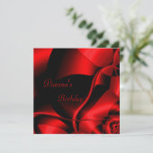 Elegant Birthday Red Black Abstrakt Einladung (Stehend Vorderseite)