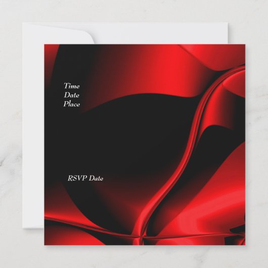 Elegant Birthday Red Black Abstrakt Einladung (Rückseite)